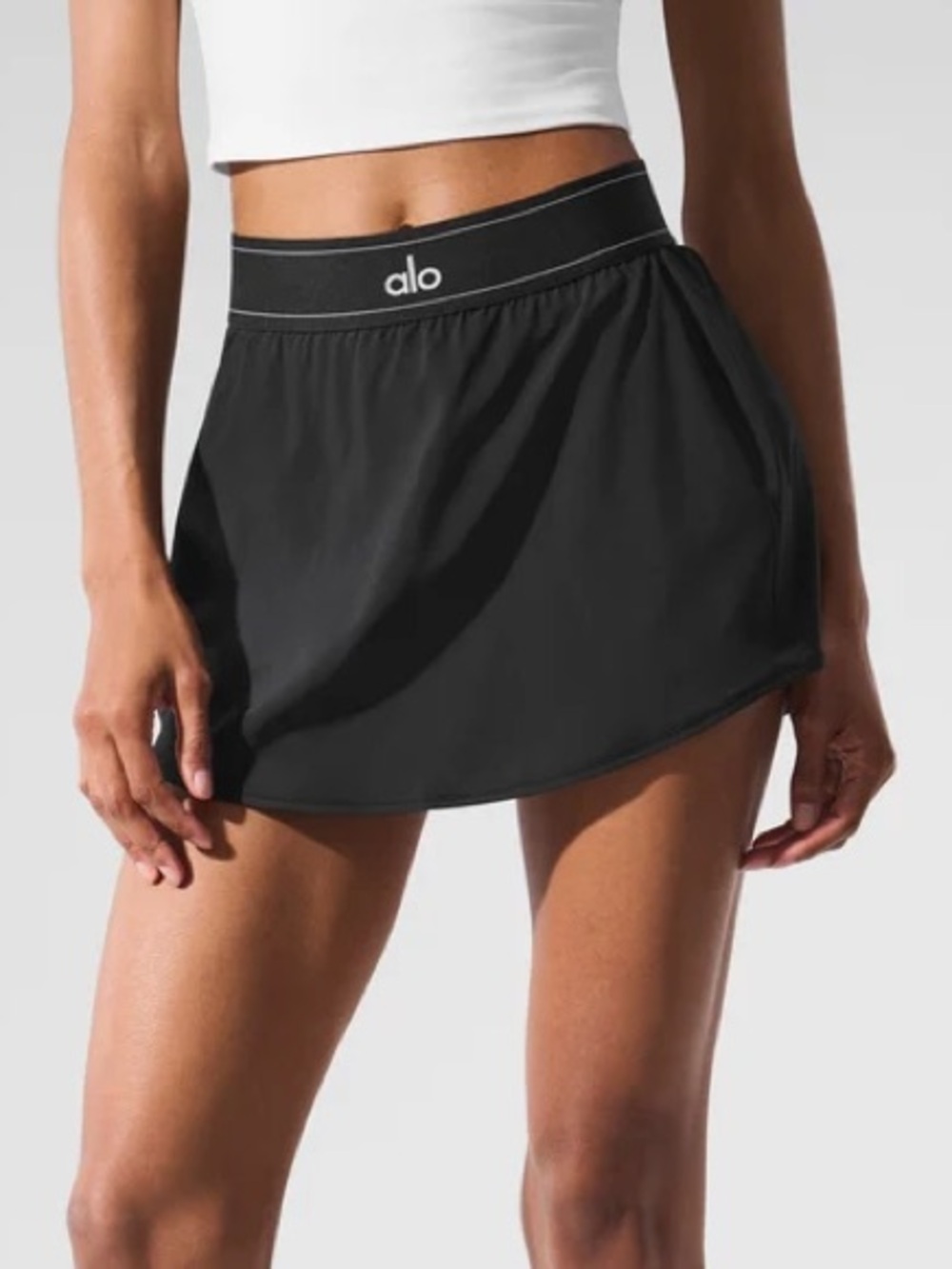 ALO Yoga Black Athletic Skort with Branded Elastic Waistband